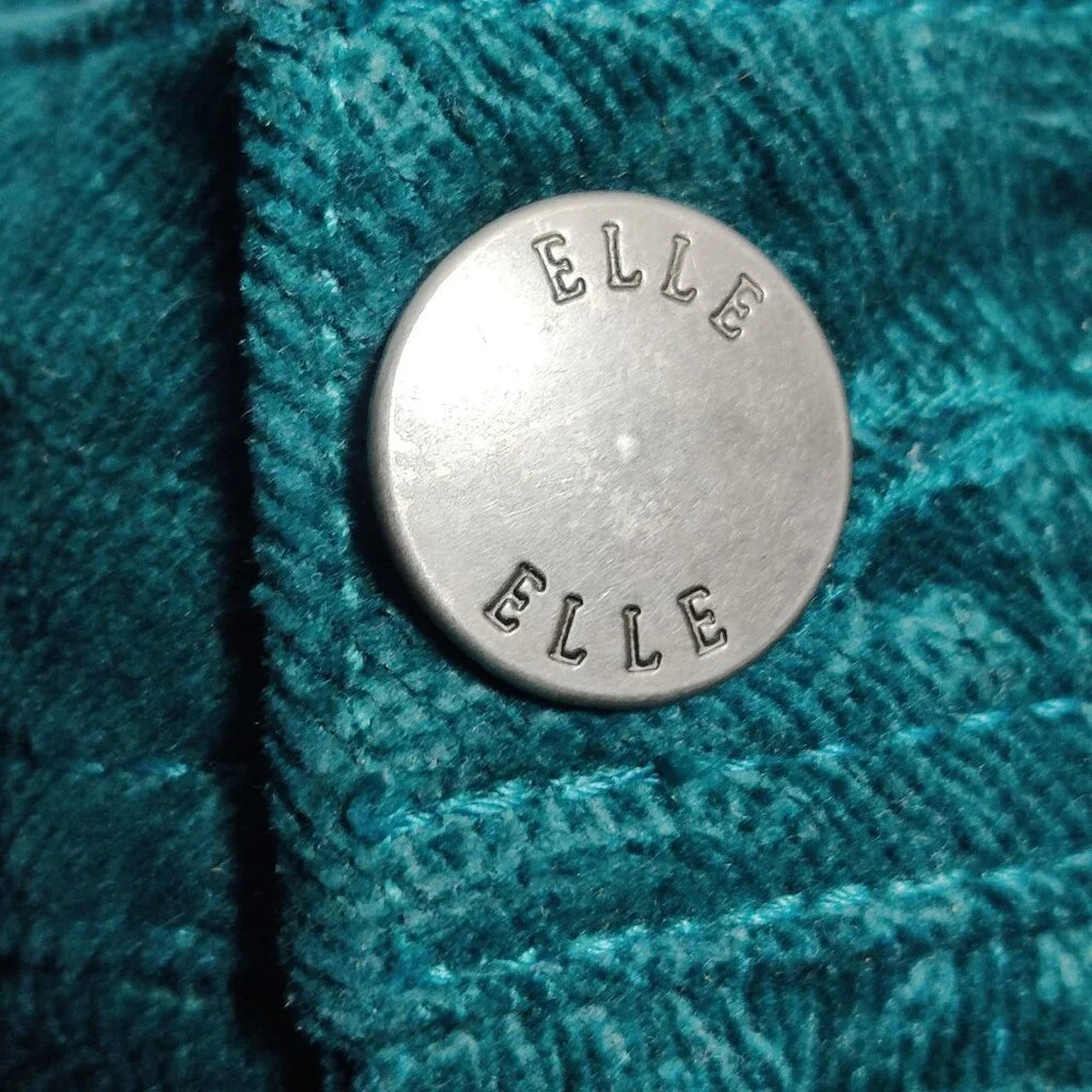 ELLE Women’s Teal Paisley Corduroy Pants Size 10 Regular Cotton Stretch Casual - Picture 5 of 9